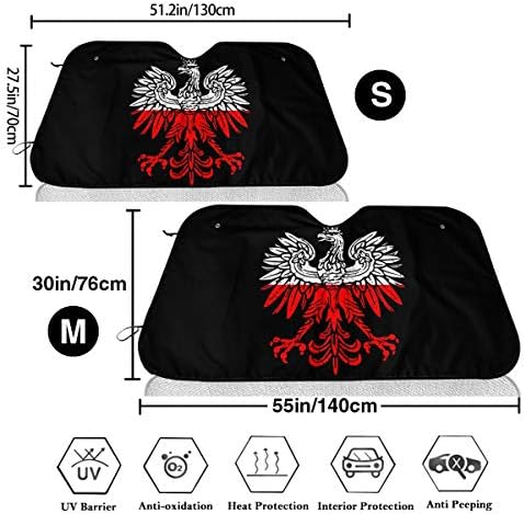 車用 大型家電 サンシェード フロントサンシェード ガラスカバー 遮光 シューズ バッグ 断熱 紫外線対策 暑さ対策 折りたたみ Bc カーサンシェード 簡単着脱 丈夫で長持ち 軽 普通車用700x1300mm 吸盤4個付 かわいい ポーランドフラグホワイトイーグル