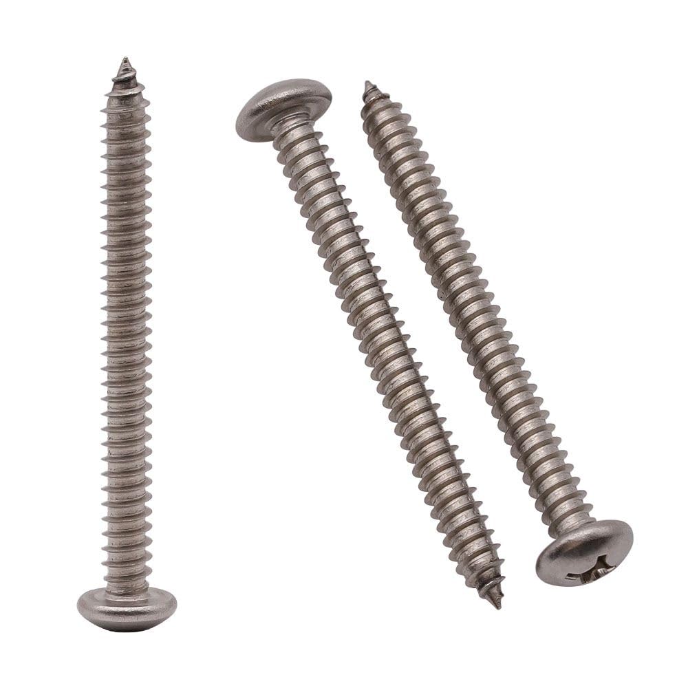 Photo 1 of #6 x 2 (100 Pack) Stainless Steel Phillips Pan Head Wood Screws, Stainless Steel 304 (18-8), Pan Head Sheet Metal Screws Self Tapping for Wood