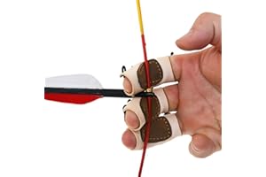 HRCHCG Archery Gloves Bow Finger Tab Leather Tradition Recurve Bow American Hunting Bow Hand Guard Protect Hand Finger (Pack of 3)