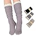 Roniky 5 Pack Women Cotton Crochet Boot Socks with Lace Trim Knit Knee High Stockings