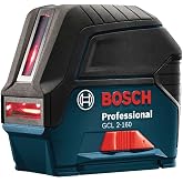 BOSCH GCL 2-160 Self-Leveling Cross-Line Laser with Plumb Points | 65 Ft. visible range, receiver mode to 165 Ft., 1/8 In. accuracy at 33 Ft., RM 1 magnetic mount, grid clip and hard case