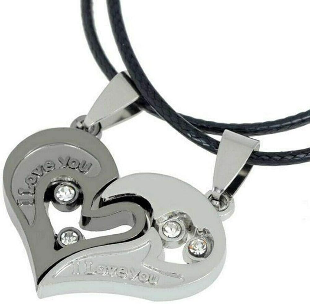 Collana Coppia Cuore Spezzato Puzzle - Due Meta In Lega Con Catena 50cm | Regalo Per Lui E Lei, Anniversario, San Valentino