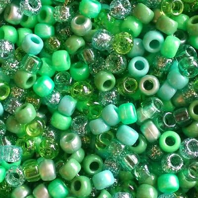 Green Apple Multicolor Mix Plastic Pony Beads Bulk 6x9mm, 1000 beads