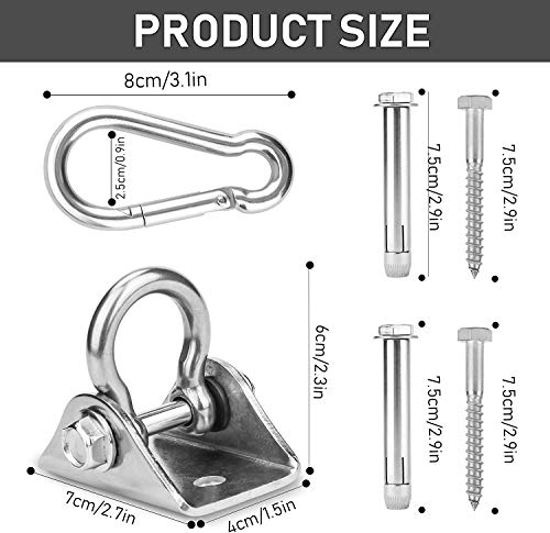 Deckenhaken Hängesessel, Edelstahl Schwerlast Deckenhalterung bis 450KG 180° Drehen Schaukelhaken Boxsack Aufhängung mit 4 Schraube für Beton Holz Hängematte Stuhl Sandsack, Yoga, Sling Trainer, Gym