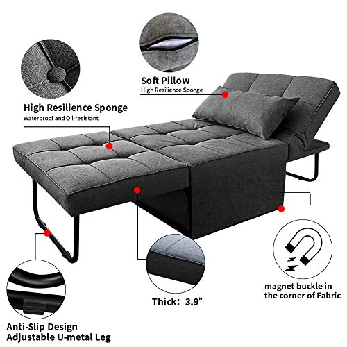 HOMEER Ottoman Sofa Bed, Convertible Chair 4in1 Multifunctional