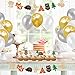 Sharlity Woodland Party Decorations Supplies Woodland Creatures Balloon，Banner，Cupcake Toppers，latex balloons for Baby Shower Birthday Party Supplies