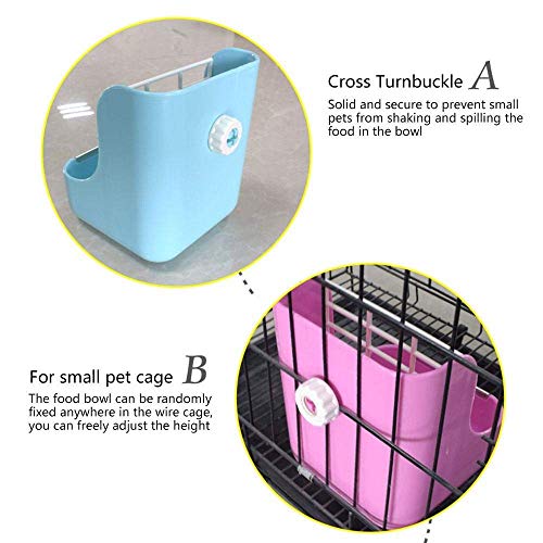 Misyue Hay for Bunnies Small Animal Supplies Plastic Pet Rabbit/Chinchillas 2 in 1 Feeder Bowls Double use for Grass/Food