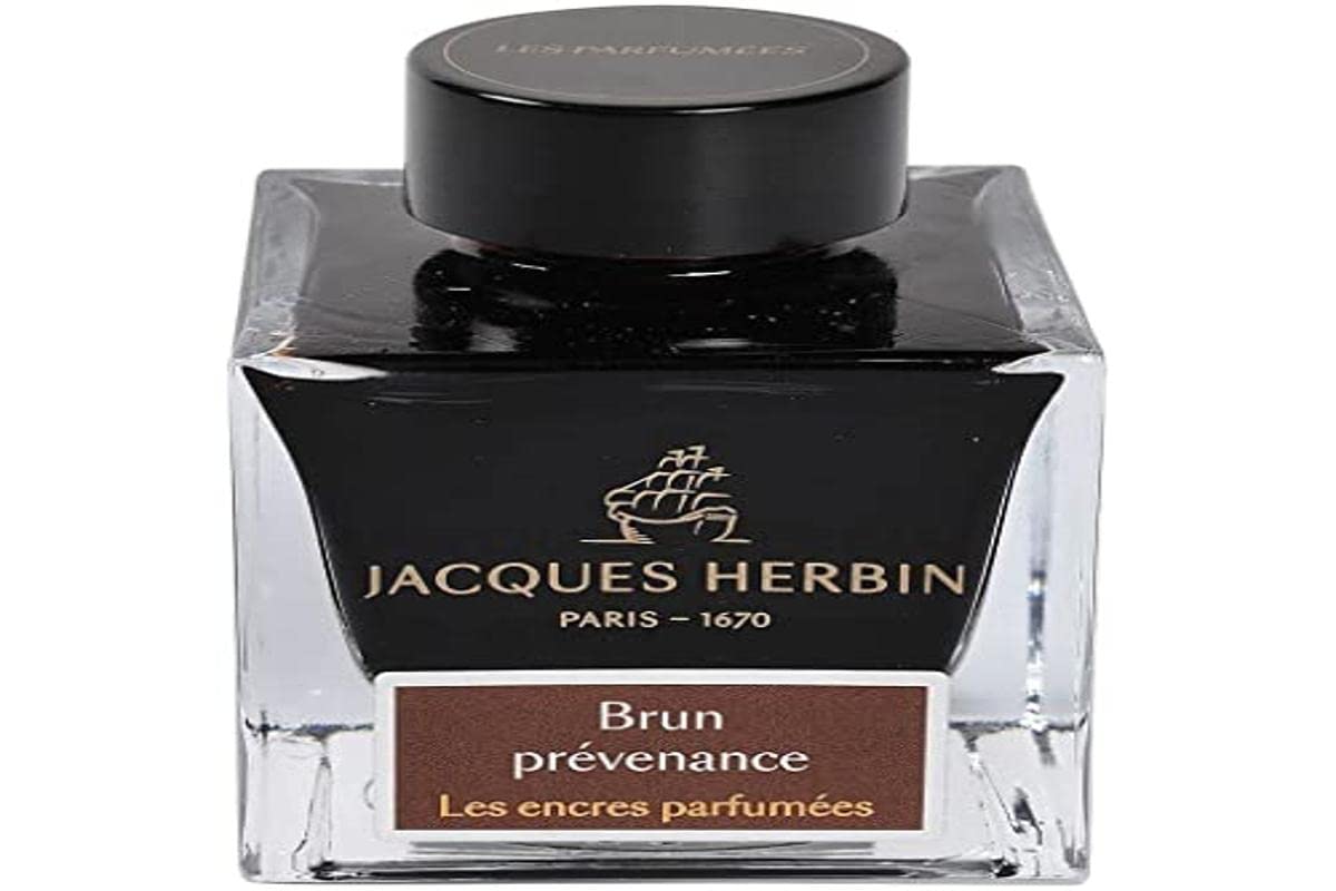 Jacques Herbin 14747JT - 50 ml scented perfume ink bottle for fountain and roller pens - Brun Prévenance colour - Made in France - Calligraphy - Writing