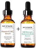 NY FACE's Vitamin C 20% Serum & 50x strength Hyaluronic Acid Serum with Vitamin C, Vitamin E SET