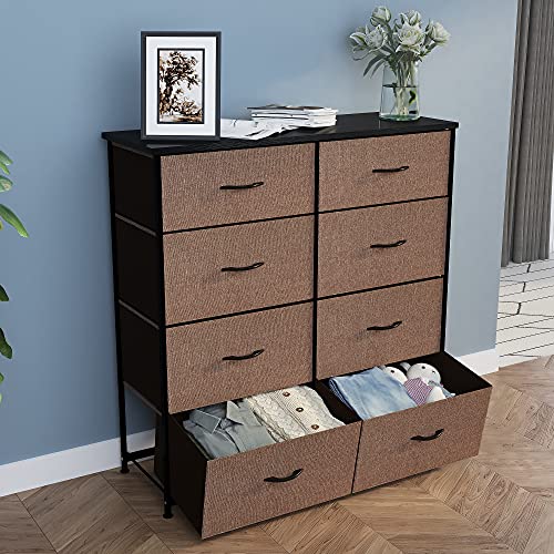 YITAHOME Storage Tower Unit with 8 Drawers Fabric Dresser with Large