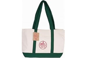 Trader Joe's Reusable Canvas Tote Bag, Green, 15 x 14.5 x 6 .5 inches, 6 gallon capacity hevey duty bags (1)