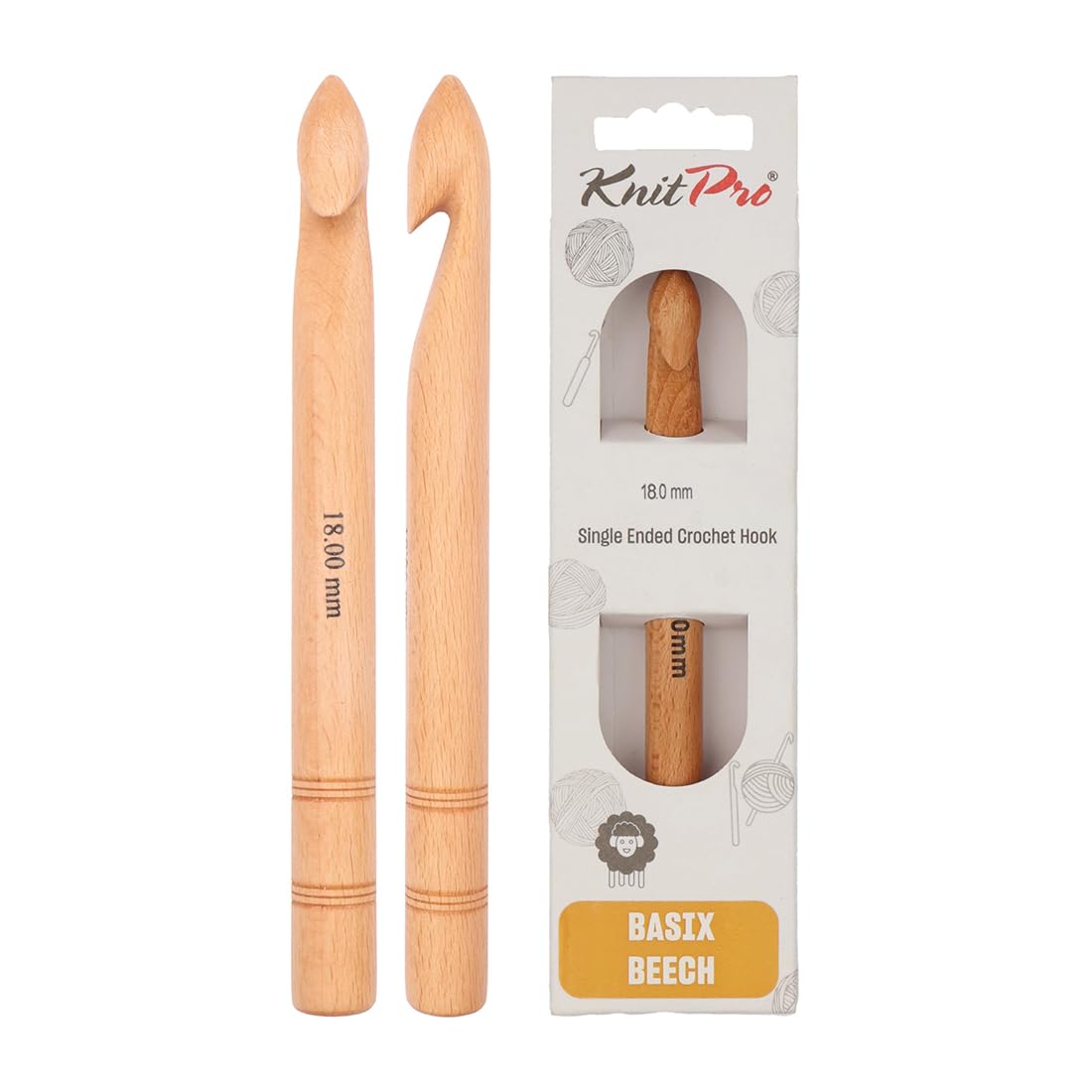 KnitPro Basix Beech Single Ended Crochet Hook | 18.00mm