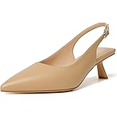 Mostrin Kitten Heels for Women Pointed Toe Pumps Patent Leather Low Heel Slingback Heels with Buckle Dress Shoes for Dating Party Working