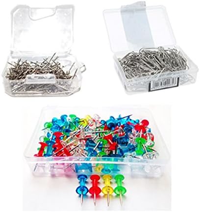 SHIVIRA Combo of 3 Boxes of Pins- U Pin, Push Pin, Tachni Head Pin, Coloured Transparent