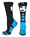 MadSportsStuff Soccer Ball Crew Socks (Black/Electric Blue, Medium)