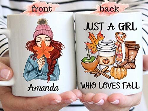 Just A Girl Who Loves Fall Coffee Mug Custom Best Friend Gifts Autumn Mug Pumpkin Spice Mug Halloween Mug Happy Fall Birthday Mugs