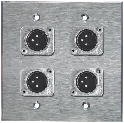 Stainless Steel Xlr Wall Plate Dual Gang Neutrik Xlr-Male Jack-2pack