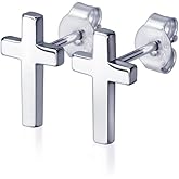 HANFLY 925 Sterling Silver Cross Stud Earrings Fashion Earrings Cross Earrings