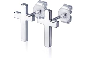 HANFLY 925 Sterling Silver Cross Stud Earrings Fashion Earrings Cross Earrings