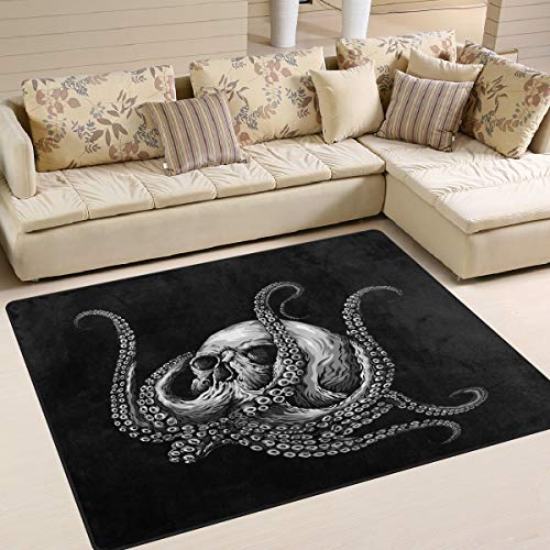 ALAZA-Blue-Sugar-Skull-Octopus-Area-Rug-Rugs-for-Living-Room-Bedroom-7-x-5 ALAZA Blue Sugar Skull Octopus Area Rug Rugs for Living Room Bedroom 7' x 5'
