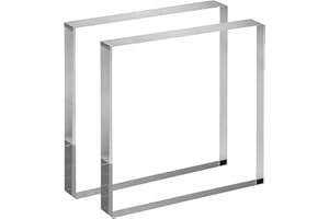 CiaoHER 1in Thickness 7in Square Acrylic Cube Display Block Clear Polished Pedestal Stand Riser Solid Base 7" x 7" x 1", 2 Pack