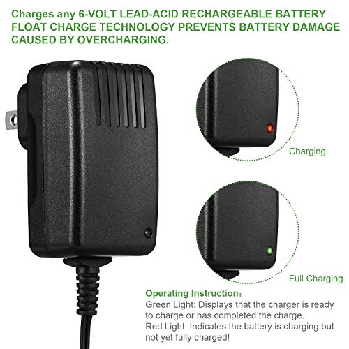RUSFOL [UL Listed] 6Volt Battery Charger for Moultrie Battery (Input