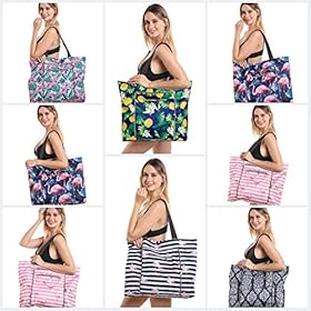 2 In 1 Foldable Large Waterproof Tote Bag with Zipper for Beach, Travel, Gym and Swim 51PT6ujZQfL