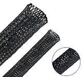 Besteek 50ft - 1/2 Inch & 1/4 Inch Nylon Expandable Braided Cable Sleeving, Braided Wire Sleeve, Cable Sheath Mesh Wire Loom