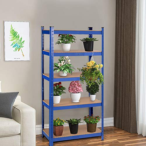 Tangkula Metal Storage Shelves, Heavy Duty Steel 5 Tier Utility Shelves with Adjustable Shelves