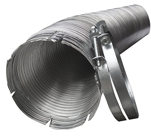 Builder's Best 010131 SAF-T Readi-Pipe Flexible Semi Rigid Aluminum Dryer Vent Duct, 2 Clamps Included, 4" Diameter x 8' Length