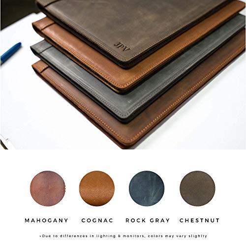 Personalized Portfolio - Handcrafted Leather Portfolio, Monogrammed Rustic Heavy Duty Cow Hide Legal Pad Folio - Marshall