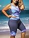 GLUDEAR Womens Color Block Boyleg Plus Size Surf Swim Suit Rash Guard,Blue,XXL