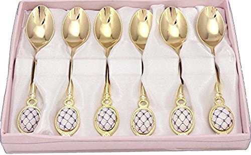 Gold flatware set 6-pcs. 24k plated demi dessert spoons, russian …