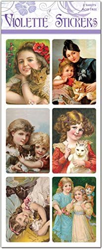 Victorian Children and Cats 2 Labels - Laura