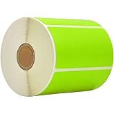 WOD Direct Thermal Green Labels 4" x 6" - 250 Stickers per Roll, Rectangular Permanent Adhesive for Color Coding, Labeling, Inventory Management at Home, Business, and Classroom.