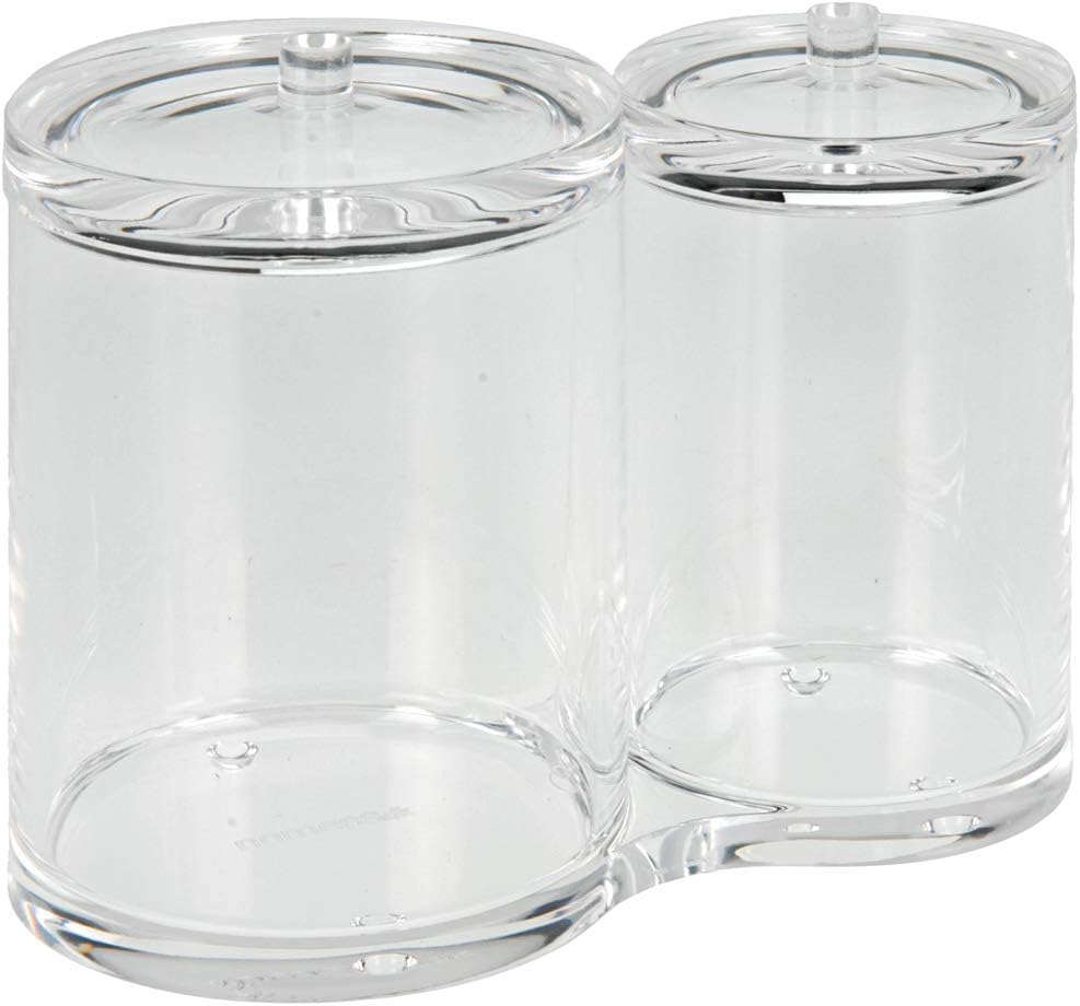 Cotton Pad and Ear Bud Holder Clear Acrylic Cosmetic Organiser, Transparent