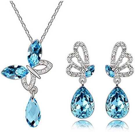 MAFMO Women Butterfly Jewelry Set Necklace Earrings Fashion Crystal Wedding Jewelry