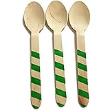 Perfect Stix Striped Spoons 158 36-Green Printed Wooden Spoons with Green Stripes Pattern, 6" (Pack of 36)
