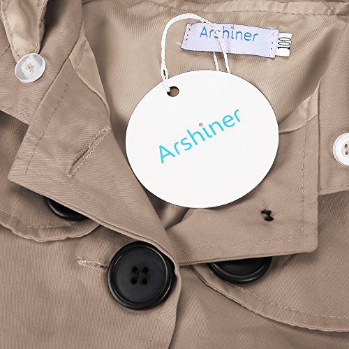 Arshiner Girl Baby Kid Hooded Coat Jacket Outwear Raincoat, Khaki 110,Khaki,110(Age for 4-5T)