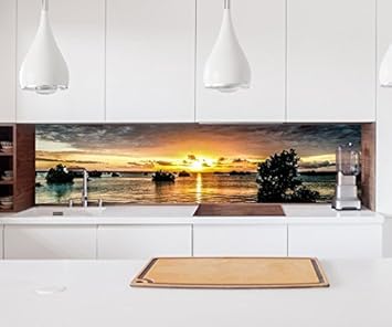 Aufkleber Küchenrückwand Landschaft Sonnenuntergang Meer Folie selbstklebend Dekofolie Fliesen Möbelfolie Spritzschutz 22A700