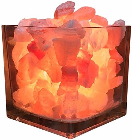Nomads Himalayan Salt Lamp,Salt Rocks in a Decorative Glass Bowl,Natural Air Purifier and Aromatherapy Salt Lamp (Square Medium)