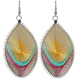 Dream Catcher Woven String Earrings, in Multi with Silver Tone Finish