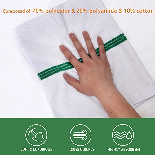 Premium 24 Pack White with Green Stripe Bar Mop Microfiber Towels for photo 10