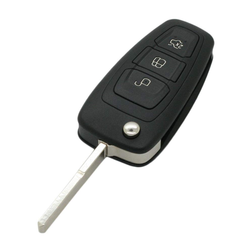 BROVACS Replacement Key Shell Compatible with FORD Fiesta Focus Mendeo Titanium 3 Button Keyless Entry Remote Flip Key Case Fob PG736B