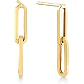 GELIN 10k or 14k Solid Gold Paperclip Earrings for Women