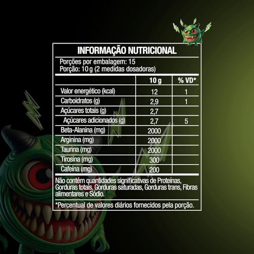 Pré Treino Pre Workout DIABO VERDE Pote 150g Sabor Maçã Verde FTW - Suplemento Com Cafeína, Aminoácidos Beta‑Alanina e Arginina para Treinos e Atividades Físicas