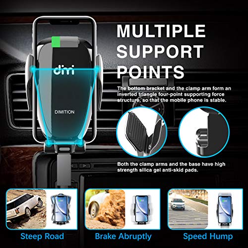 DM Car Phone Mount Air Vent Automatic Clamping Cell Phone Holder for Car Wireless Charger Built-in Battery Compatible with iPhone Xs Max/XR/XS/X/8 Plus, Samsung Galaxy S10/S10 Plus/S9/S8/S7/Note 9 10 - Thumbnail 3