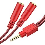 MillSO 3.5 mm Audio Splitter 3.5mm Male to 2 Female TRS Stereo Jack Splitter Headphone Aux Y Splitter Compatible for Two Earphones to Smartphone, Mp3, Laptop – Red