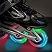 XINO SPORTS Adjustable Inline Skates for Girls - Illuminating LED Light- Up Wheels, Comfortable and Durable Design for Indoor and Outdoor Skating, Great for Beginners (Blue, Large 5-8)