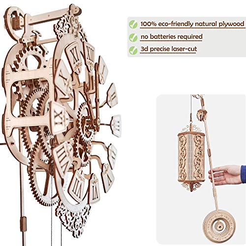 Wood Trick Pendulum Wall Clock Kit to Build, Wooden DIY Wall Clock Big